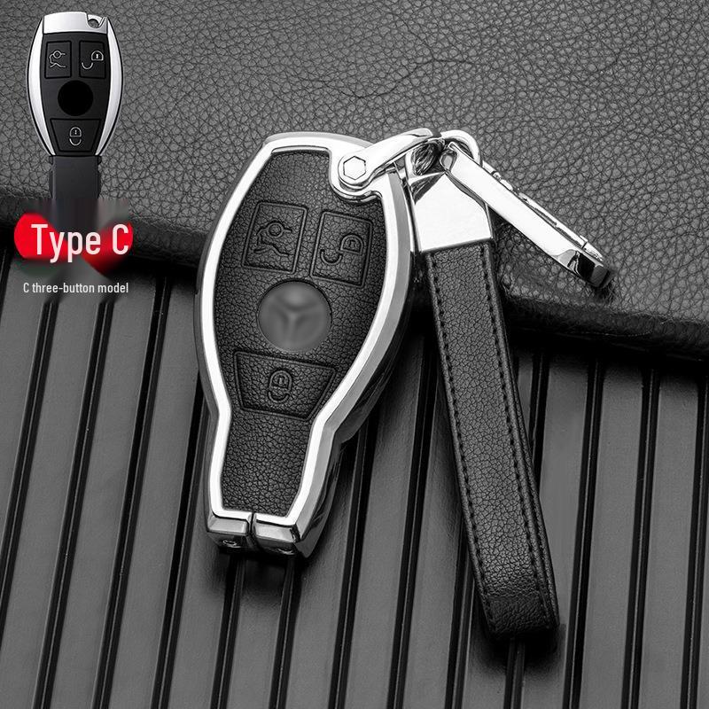 Compatible with Mercedes-Benz GLA, GLC, V-Class, A-Class, and C-Class 2018-2019 Models, This Two/three-button Full-cover Metal Key Case.