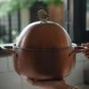 Egg Shape Vintage Copper Soup Pot,Handcrafted Pot Food Cooking Utensil Simmering and Pasta Stewing,With lid 19 cm Handheld Pot