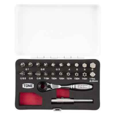 Tone Bit Ratchet Set Bit Insert Includes 22 Pieces BRS20MW, & 6.35mm (1/4"), White,