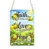 2D Flat, 1pc Faith Love Hope Lemon Daisy Aluminum Sign, Christian Inspirational Wall Art, Gift for Believer, Suitable for Kitchen, Porches, Living