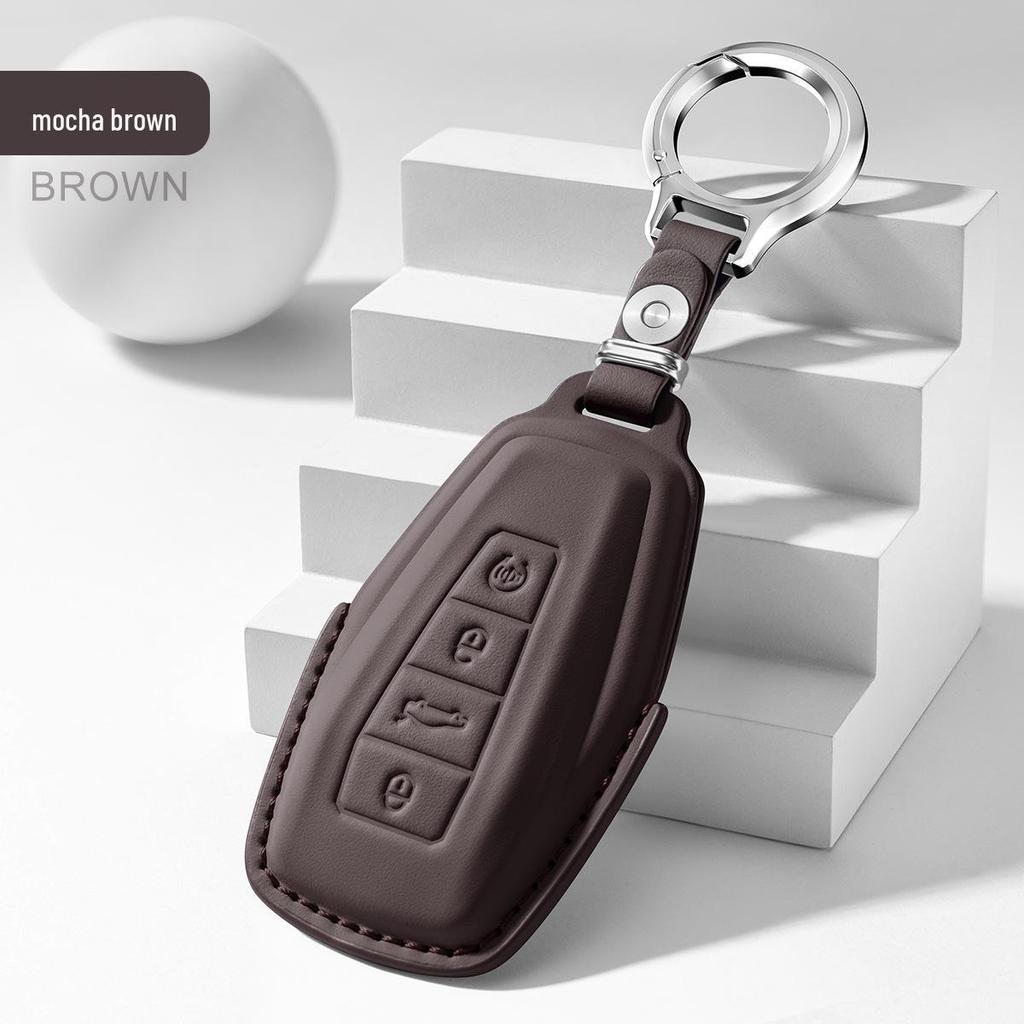 Premium Cowhide Key Cover for Geely Panda - Unisex Interior Accessory