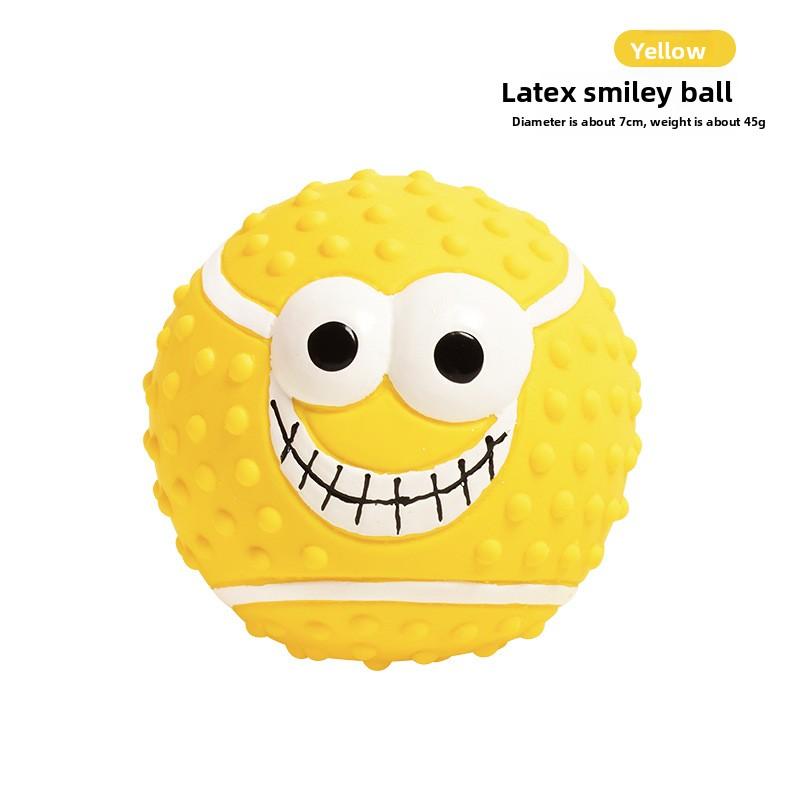 Neues Haustierspielzeug - Latex Lachendes Gesicht mit Geräusch Volleyball Fußball Beißspielzeug gegen Langeweile Kugelförmiges Hundespielzeug