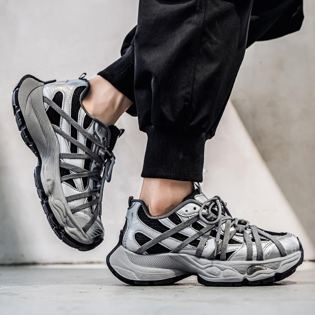 Men's and Women's Thick-soled Dad Shoes with Mesh Uppers Autumn New High-arched and Breathable Round-toe Sports Casual Shoes