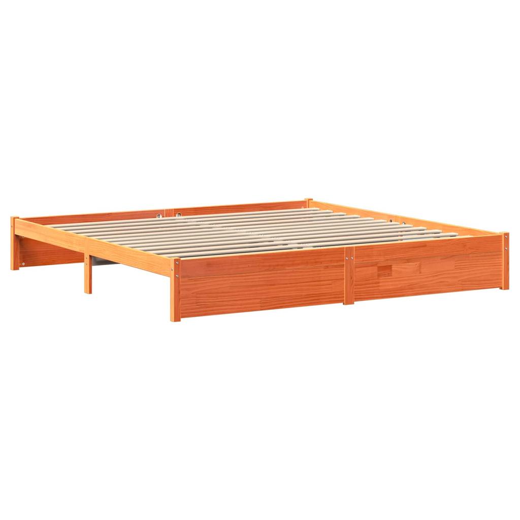 Bed Frame with Storage Headboard Wax Brown 180 X 200 Cm