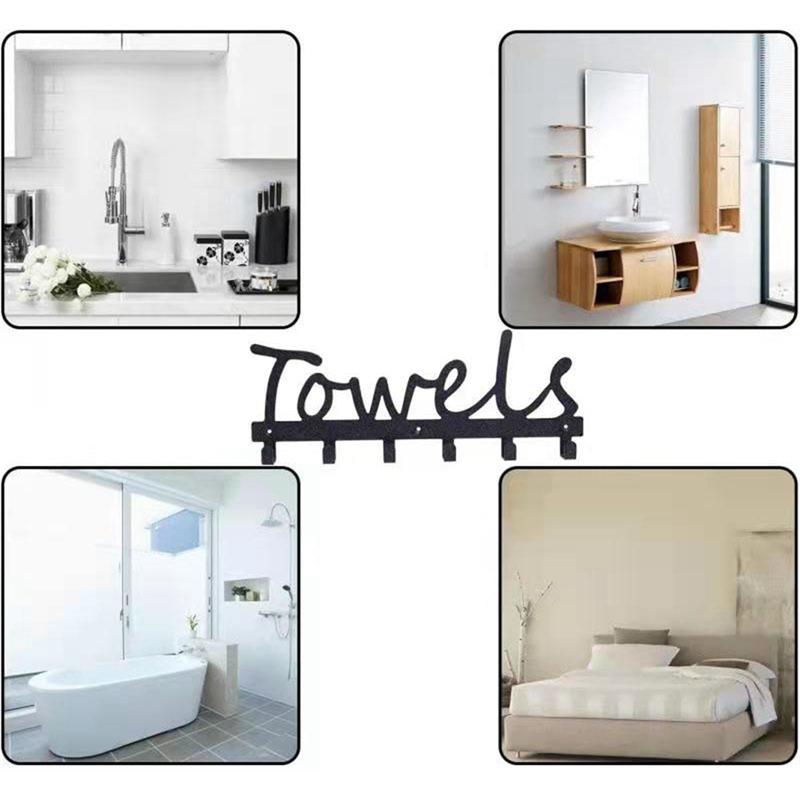 A33R-Towel Rack Towel Holder Over The Door Hooks For Bathroom For Hanging Heavy Duty, With 6 Hooks