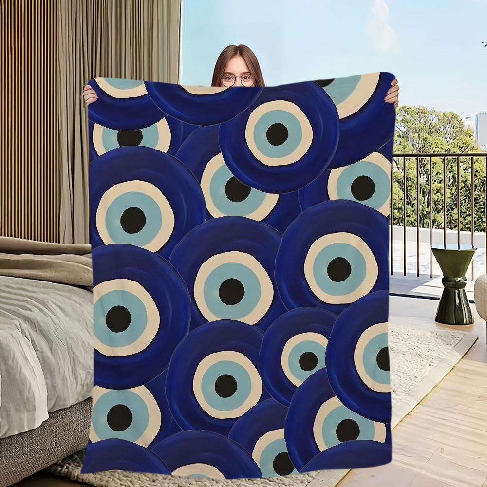 Blanket Flannel Warm Comfort Soft Plush Color Blanket For Sofa Evil Living Room Office Bedroom Travel Eye Gift