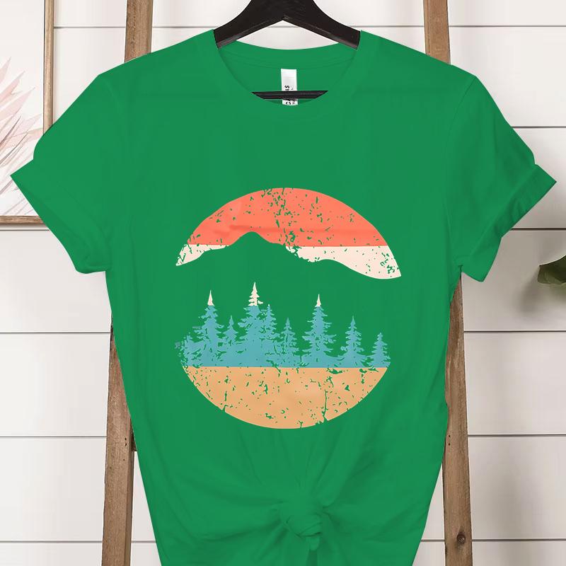 Vintage Adventure Mountain Graphic T Shirts Women Funny Nature Lover Gift Classic Tops Woman Adventure Outdoors Mountain Tshirt