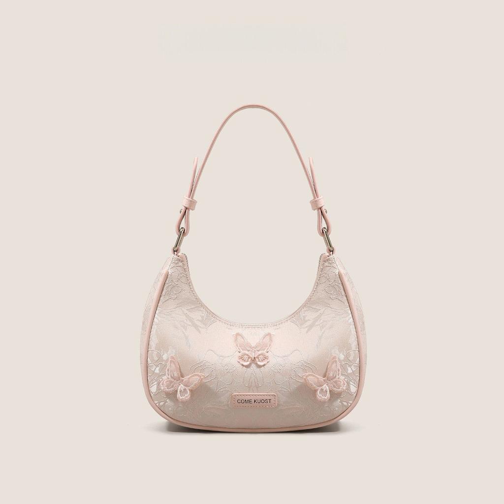Harajuku Sweet Butterfly Appliqué Crescent Handbag Women  Luxe Design Shoulder Bag Ladies Daily Portable Underarm Purse Y2K 2025