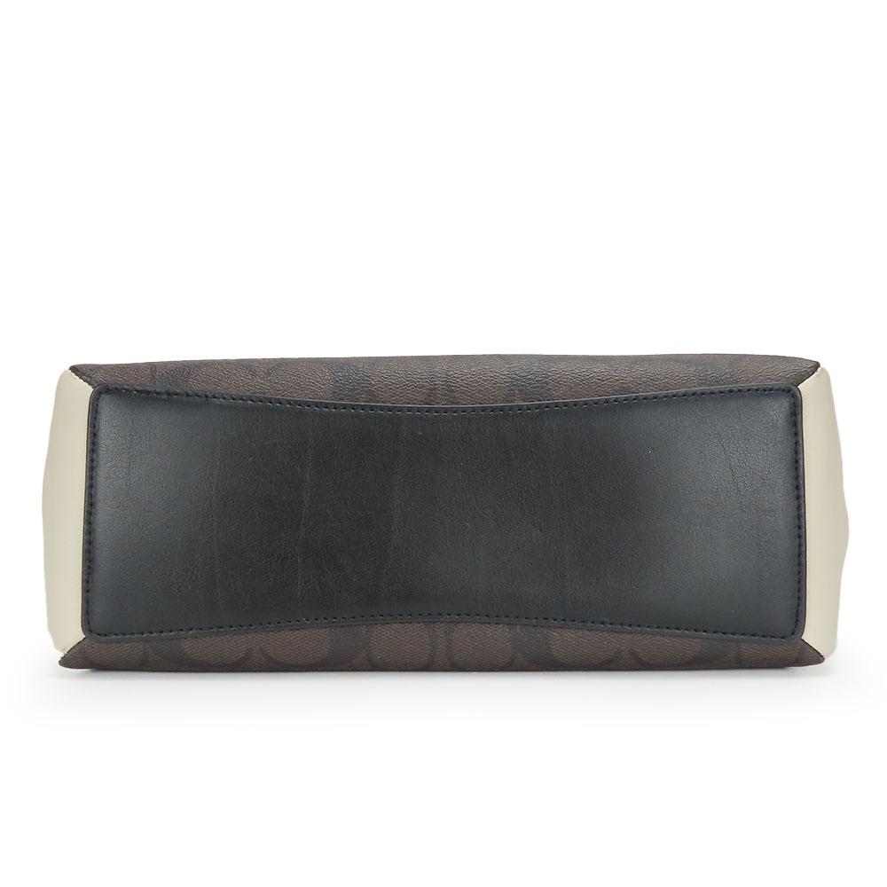 Used COACH Shoulder Bag F50054 Signature leather Dark brown black 2WAY