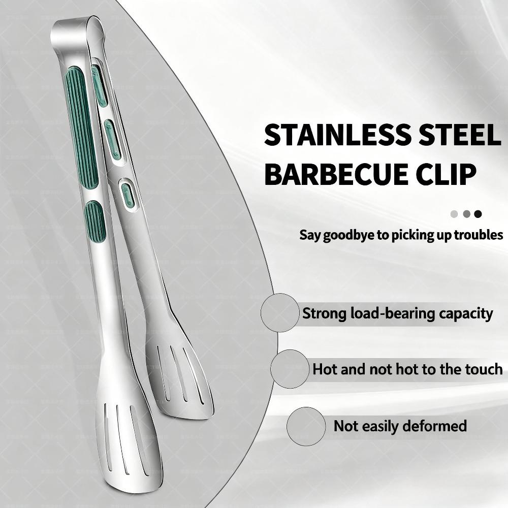 Food Clamps Stainless Steel Clamps with Heat Resistant Handle for Frying Steak Bread Grill Food Vegetable Clamps Cooking Tongs