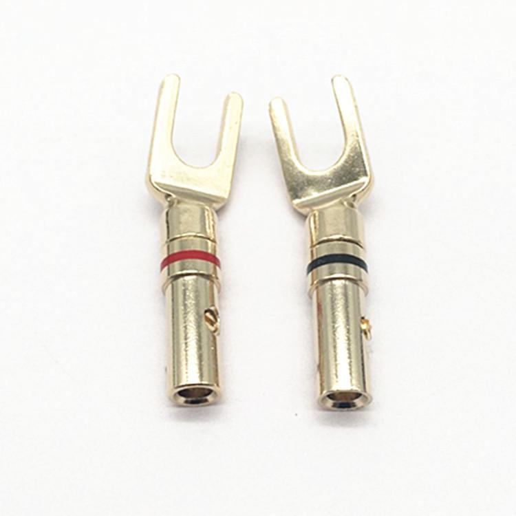 Gold-Plated Copper 4mm Banana Plug Speaker Wire Audio Connector (Red/Black)