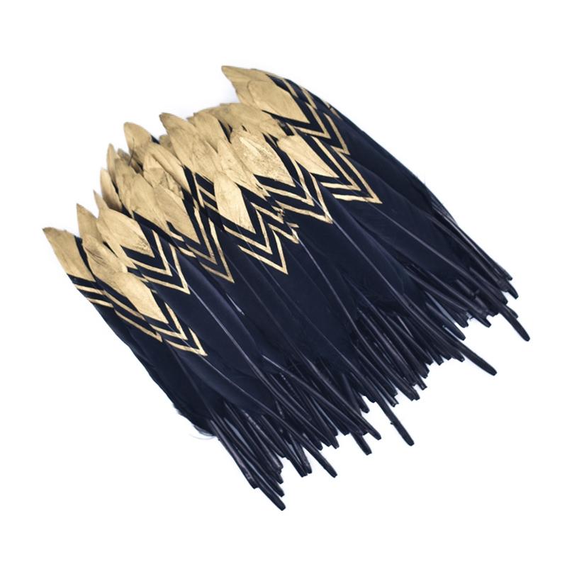 10Pcs/Lot Silver Gold Duck Feathers For Decoration Goose Feather Craft Black White Jewelry Creation Handicraft Accessories Decor