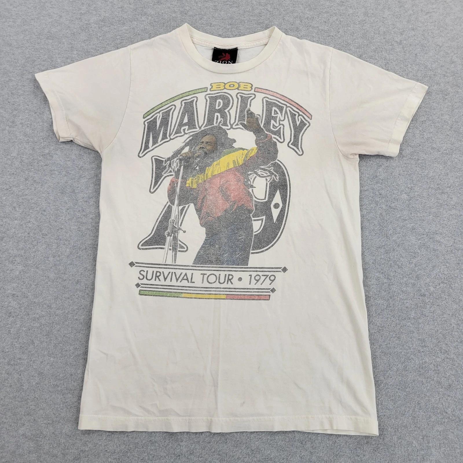 Bob Marley Shirt Mens Medium VTG Y2K White Survival Tour 1979 Graphic XL