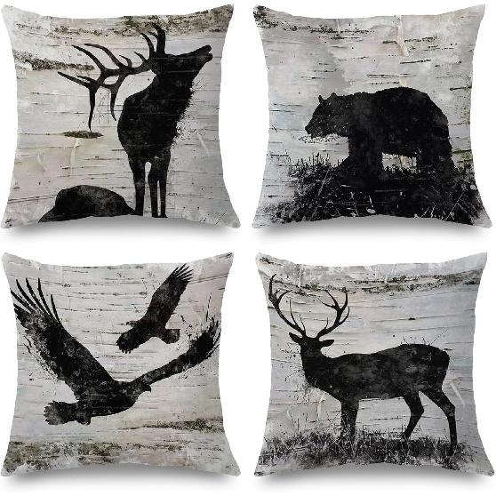 Starry Night Black Cat Pillow Covers 18x18 - Cat Decor, Gifts for Cat Lovers, Mom, Lady - Double-Sided Pillow Cases белый