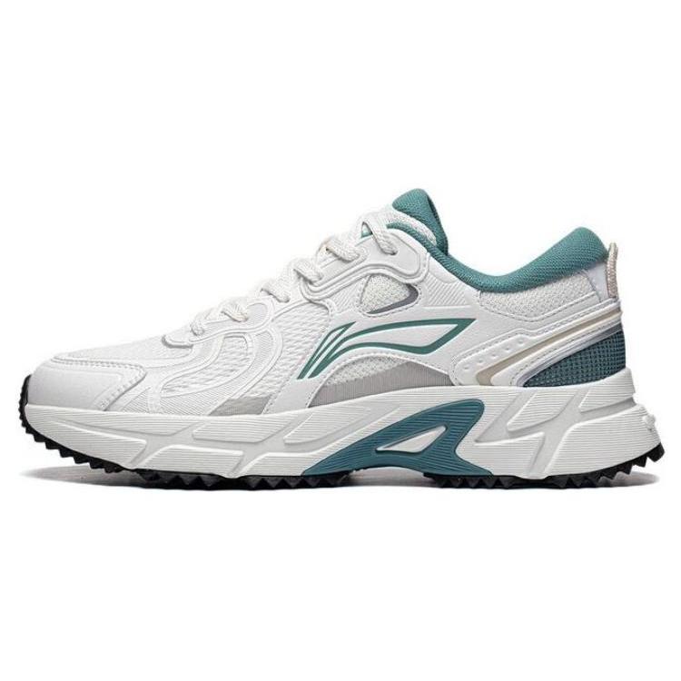 New LiNing Pick Up The Light Anti Slip And Wear Resistant Breathable Low Top Running Shoes Men's White Gray Green