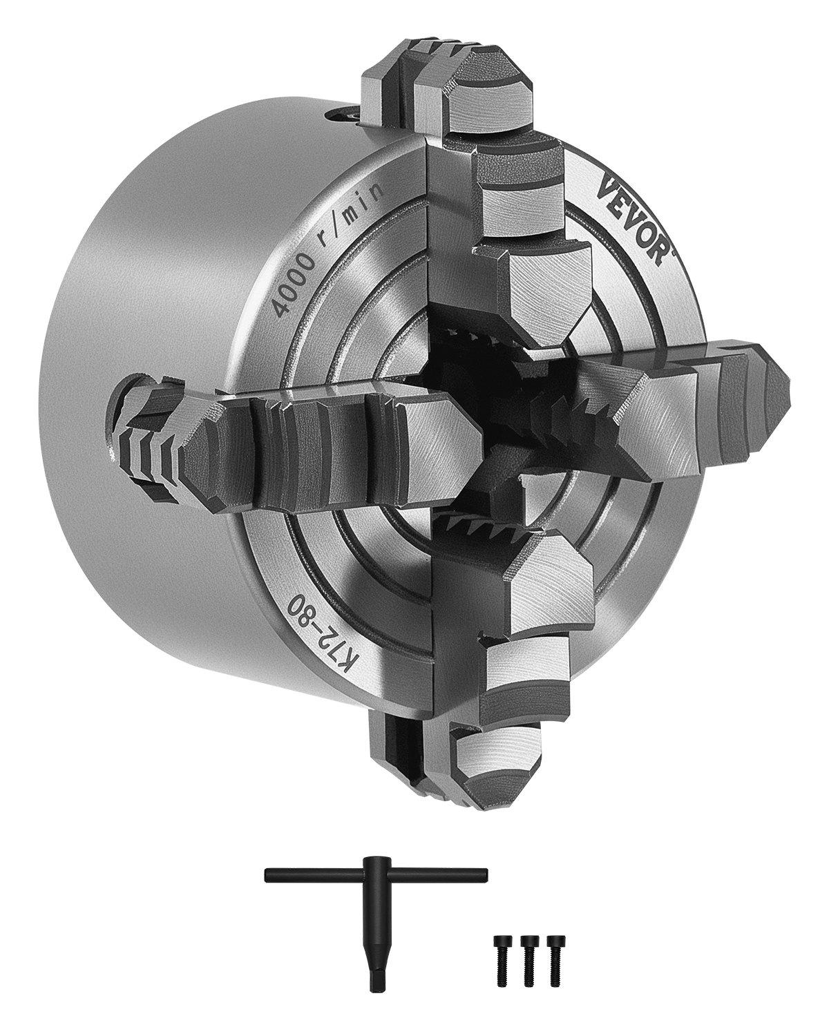 VEVOR 4-Jaw Lathe Chuck, 3 Inch