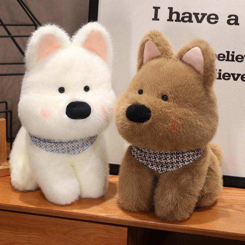 West Highland White Terrier Puppy Plush Toy - Cute Dog Doll for Girls, Living Room Sofa Decoration, Internet Celebrity-Inspired.