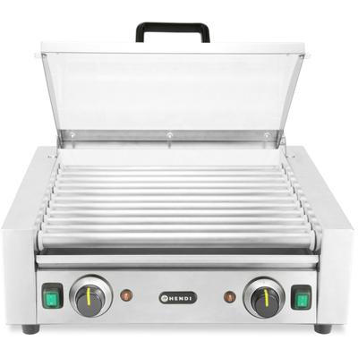 Podgrzewacz Grill Rolkowy Do Parówek Hot-dogów Dwustrefowy Z Pokrywą 11 Rolek 45 Cm 980 W