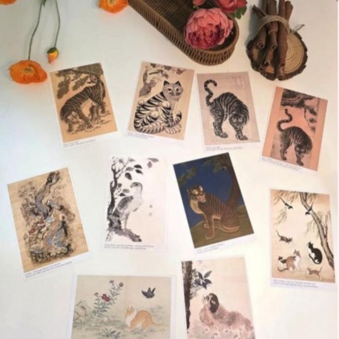 Korean Minhwa Postcard Set 20pcs – Traditional Folk Art Mini Posters
