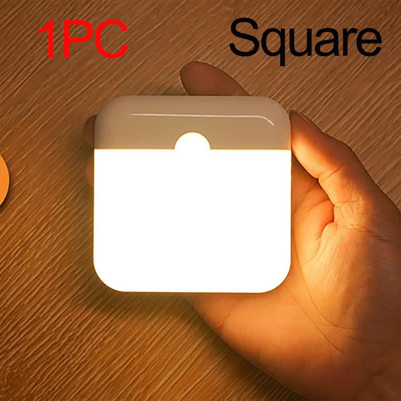 LED Induction Night Light, Wireless USB Charging Human Body Induction Wall Light Bedroom Corridor Cabinet Bathroom Night Light