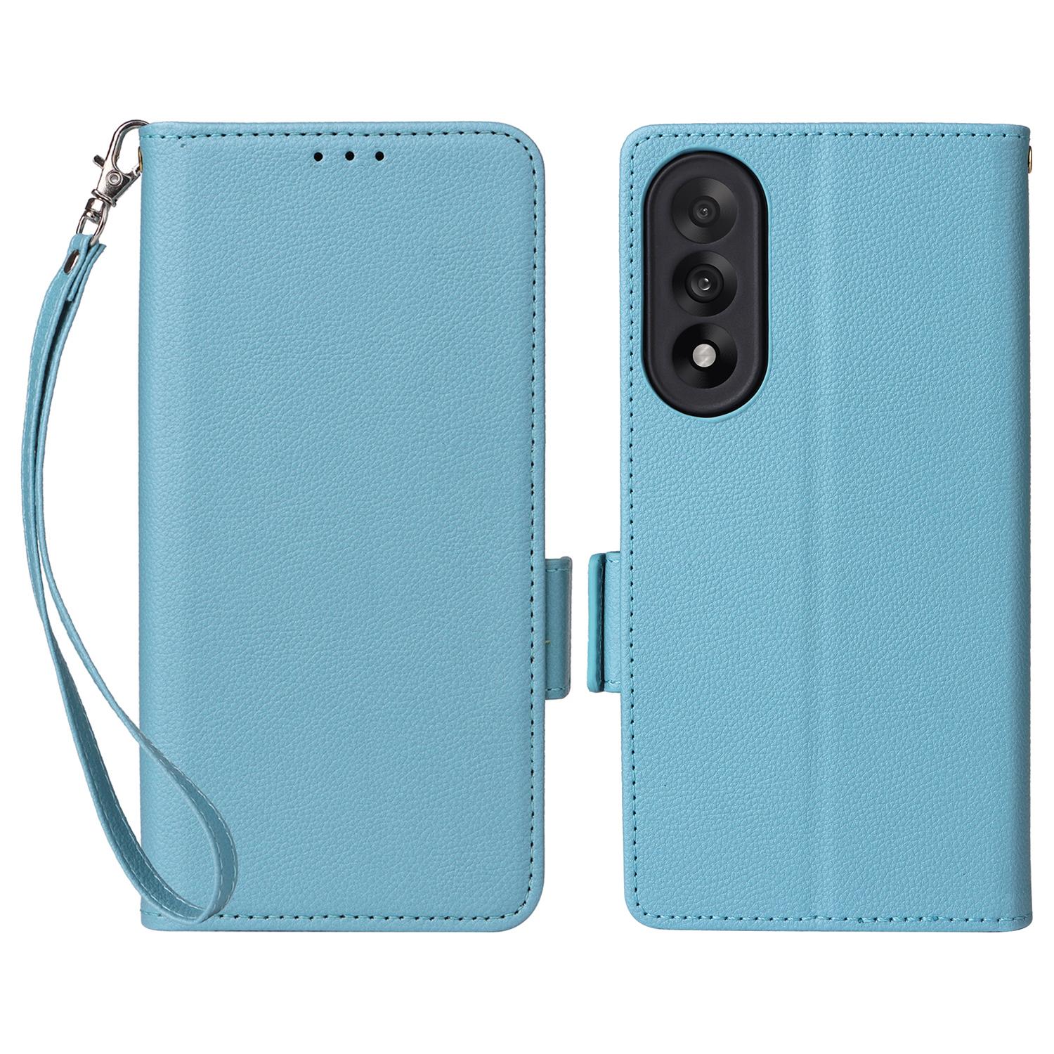 

Чехол для OnePlus Nord 5 5G/Ace 5 Ultra 5G с ремешком на запястье, текстура личи, кошелек из ПУ кожи, чехол для телефона Baby Blue