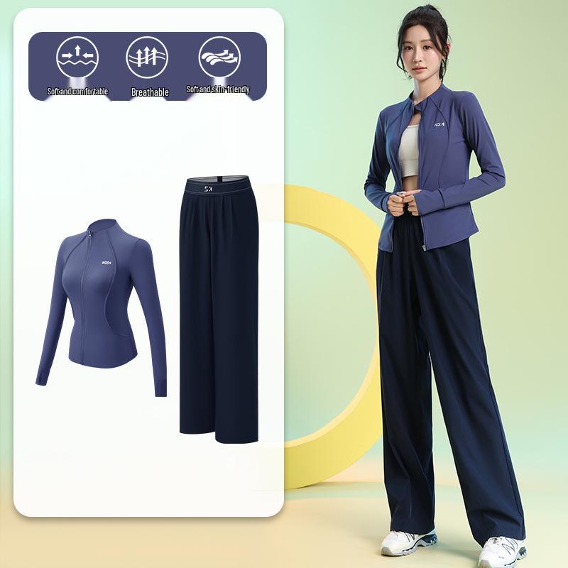 Women's Quick-Dry Long Sleeve Fitness Set for Badminton, Running, and Outdoor Sports - Autumn/Winter Collection