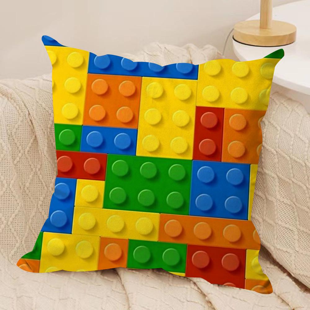 

BBuilding Blocks Deco Cushion Cover Short plush Doublesided Print Square Throw Pillow Covers Sofa Home Cushion Decor 30x30cm