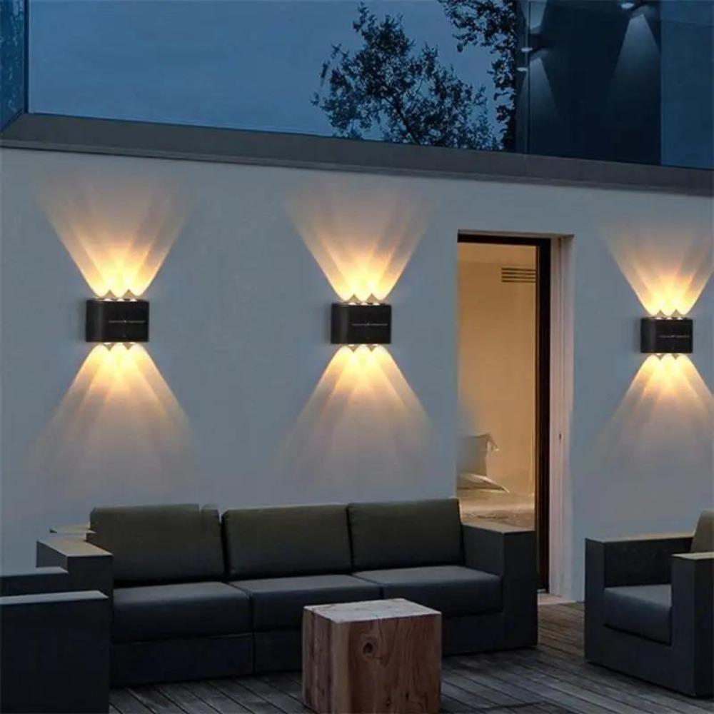 4/8/10LED Solar Wall Lamp Outdoor Waterproof Up and Down Luminous Lighting for Garden Fence Decoration Sunlight Light