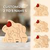 Elephant Family Wooden Art Puzzle DIY Cute Family Member Elephant Puzzle Tabletop Decoration Mother's Day Father's Gift Warm Gif
