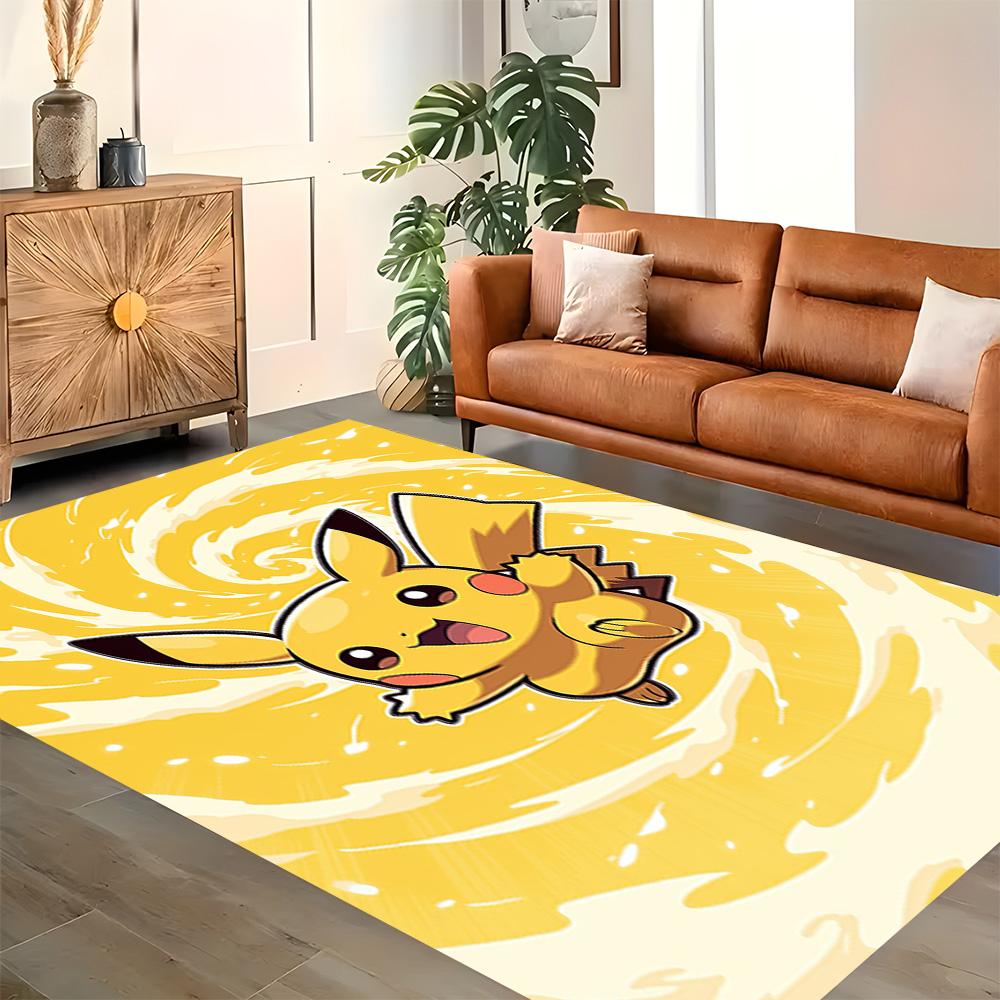 Pikachu's Electric Adventure rug for living rooms, bedrooms, home décor, and as gifts.