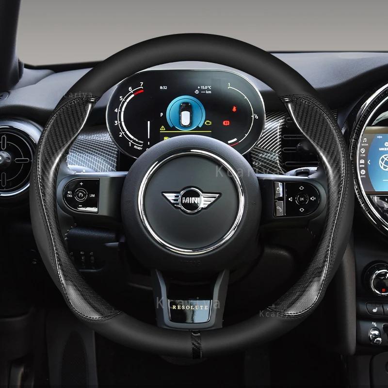 Car Steering Wheel Cover 38cm 15" Leather For MINI COOPER S JCW ONE F54 F55 F56 F60 R60 R61 Auto Accessories