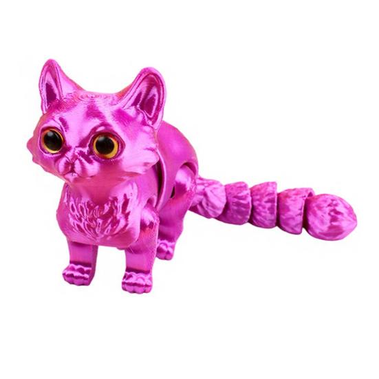 3D Printed Cat Toy Stress Relief Simulation Cat Toy Articulated Animal Fidget Toy Desktop Pet Model Office Desk Decoration Ornament