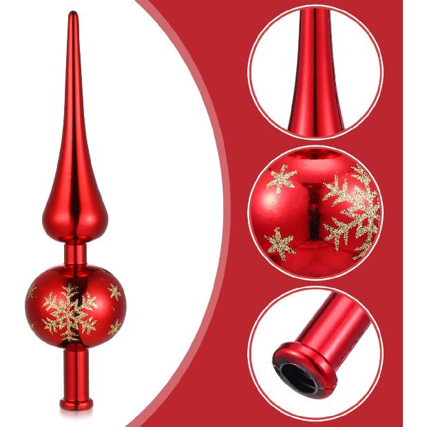 Gadpiparty Christmas Tree Toppers Vintage Plastic Tree Finals Metallic Tree Ornament Decorative Tree Topper for Xmas Holiday Decorations Red