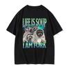 "Life Is Like Soup, I'm A Raccoon" - A Fun Emoji T-shirt In A Casual Style, A Great Gift Choice.women Clothing Graphic T Shirts