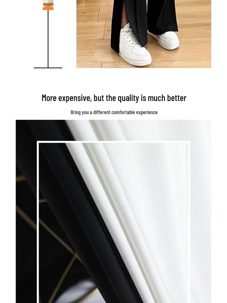 2025 Spring Plus Size High Waist Flared Petite Suit Pants - Slimming Drapey Casual Women's Slit Trousers