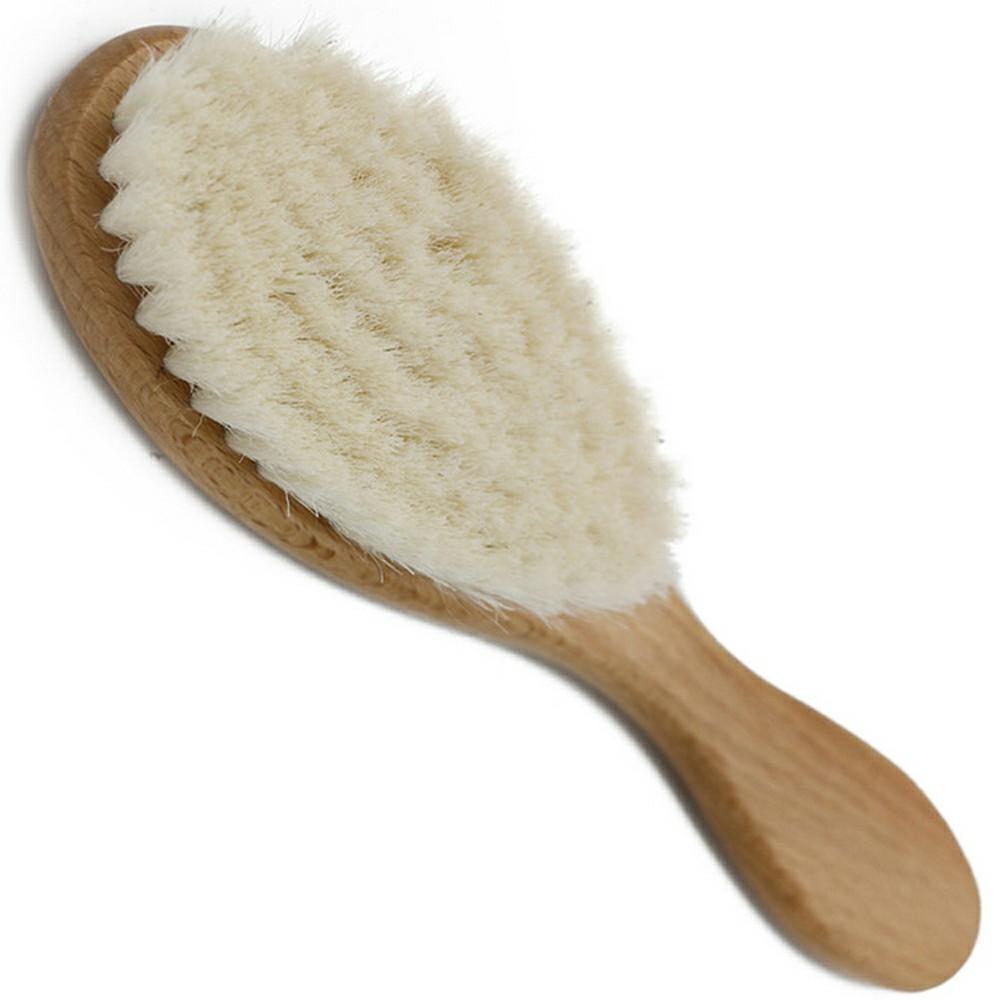 

Baby Wool Brush Natural Goat Bristles For Healthier Scalp Wooden Handle Brush A
