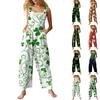 Dam Casual Jumpsuit Ärmlös St. Patrick's Day Tryckt Bomullsjumpsuit