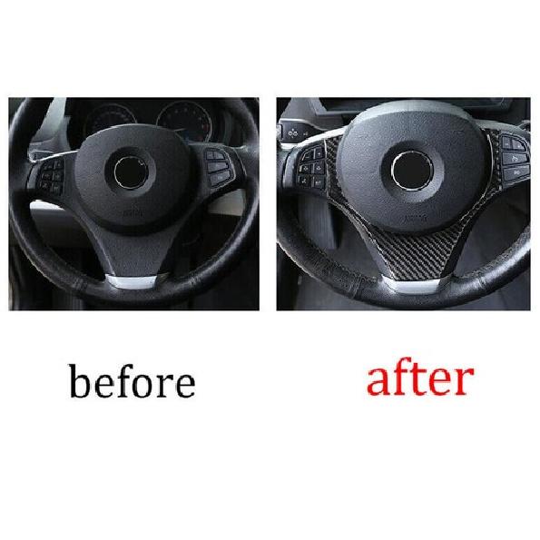 For BMW X3 E83 2006-2010 Real Carbon Fiber Steering Wheel Decor Cover Trim 1PCS