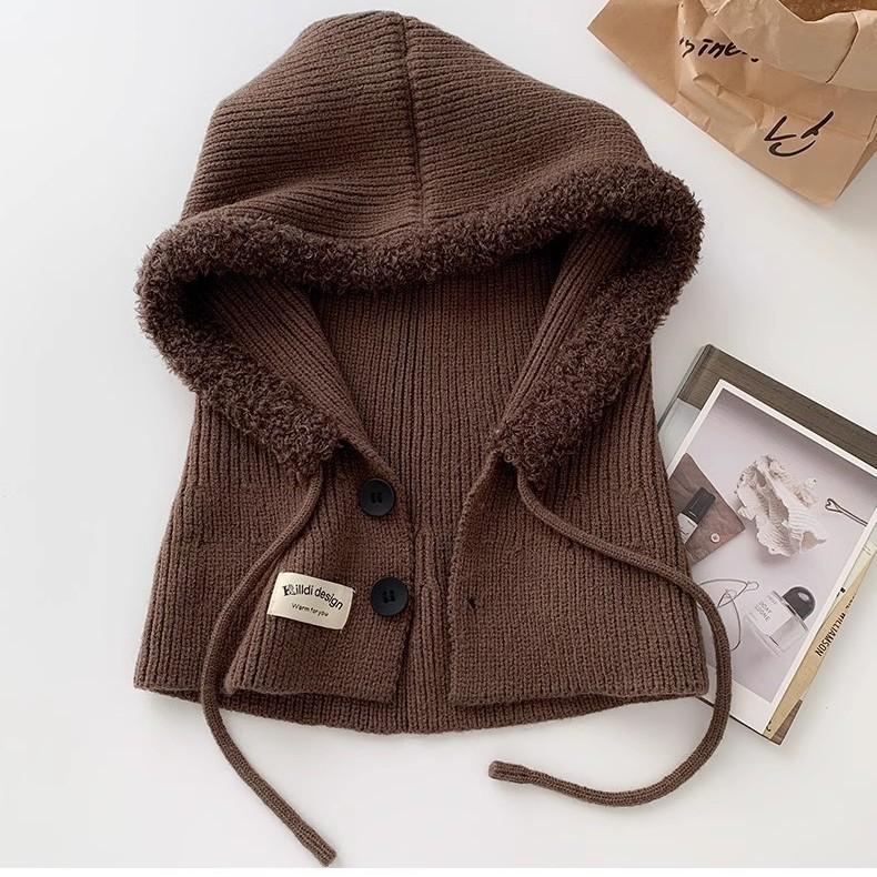 Balaclava Hat with Big Head Surrounds The Head Hat with Autumn and Winter Warm Korean Style Hat