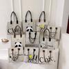 Large Capacity Panda Canvas Shoulder Bag Women Letter Cartoon Cute Tote Bag Street Fashion Shopping Bag