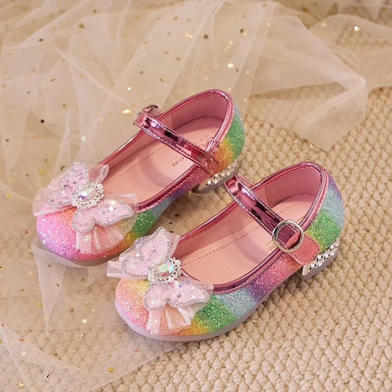

Spring New Childrern Princess Shoes for Girls Fashion Soft Non-slip Versatile Colorful Elegant Chic Leather Shoes for Party 36