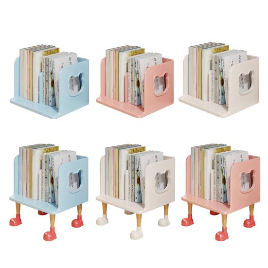 Yousheng Cute Bookends Organizer for Desk Pastel Kids Book Holder Shelf with Multi-Compartment, Anti-Tip Base & Open Design, Study Decor for Textbooks