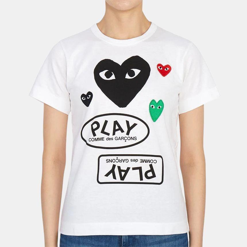 Comme des Garçons PLAY (WMNS) COMME Des GARCONS PLAY Multi Heart T-Shirt 'White Black' Women's AZ-T281-051-1