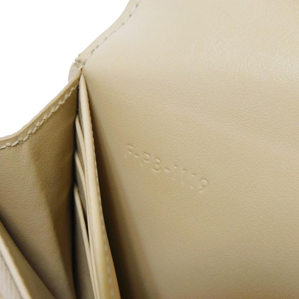 Used 10431 Large Flap Wallet 10B563BEL.03ND 7940 Foil-Stamped Grain Calfskin Beige Bifold Long Wallet New Logo Nude