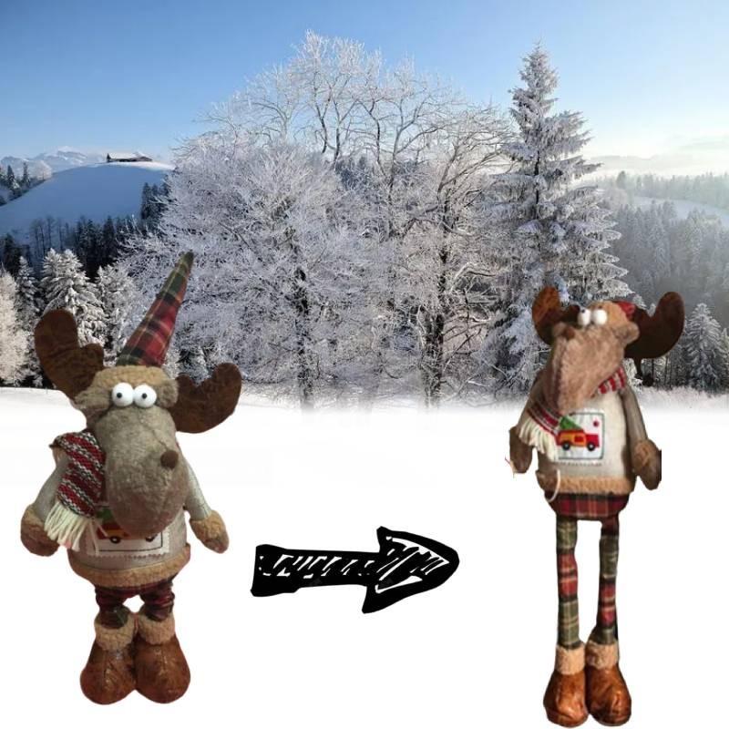 Telescopic Christmas Leg Doll Ornament Santa Snowman Deer Standing Retractable