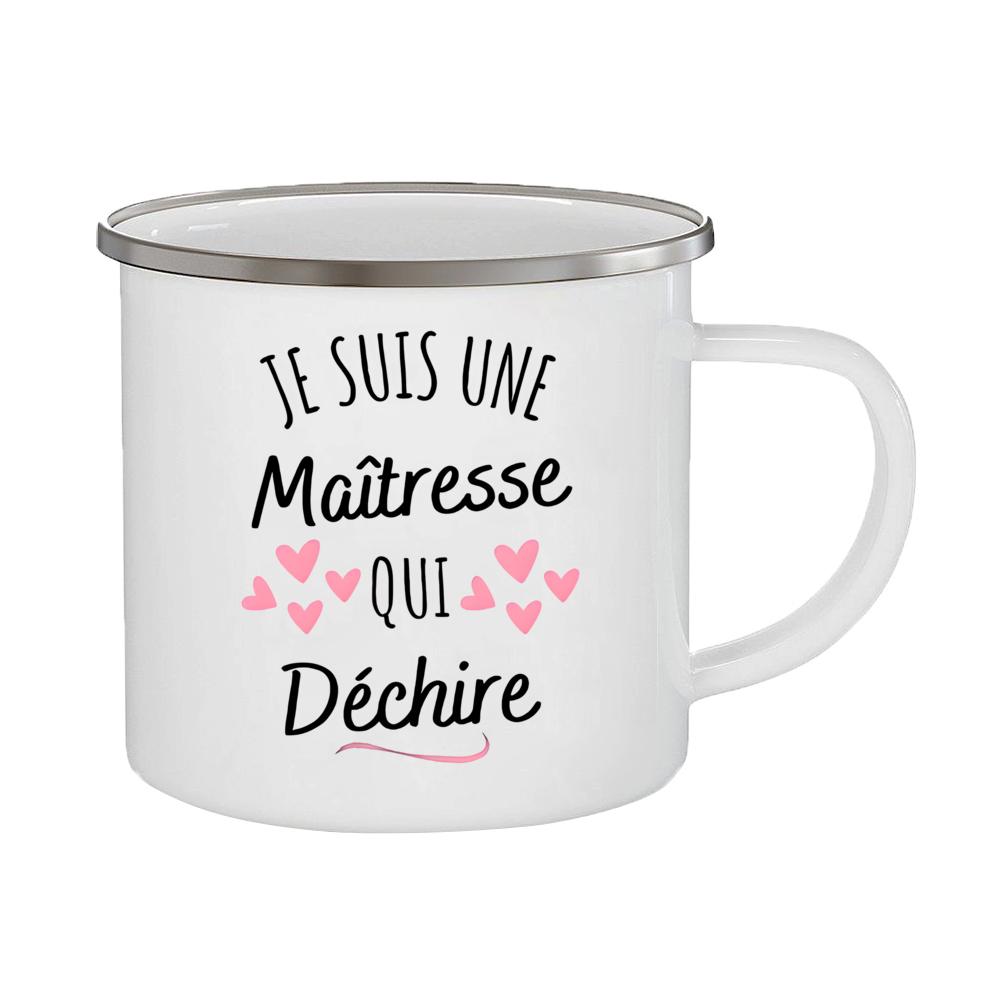 Merci Maîtresse Printed Mugs Coffee Cups Drinks Water Milk Cup Enamel Mug Gifts Idea for Teacher End of School Year Gift