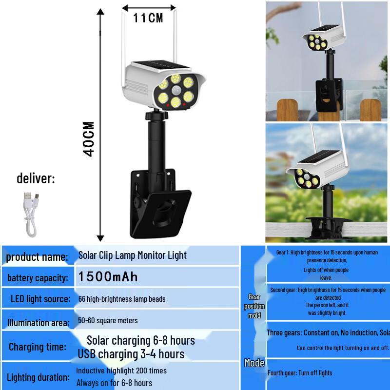 Solar Motion Sensor Dummy Security Camera Light