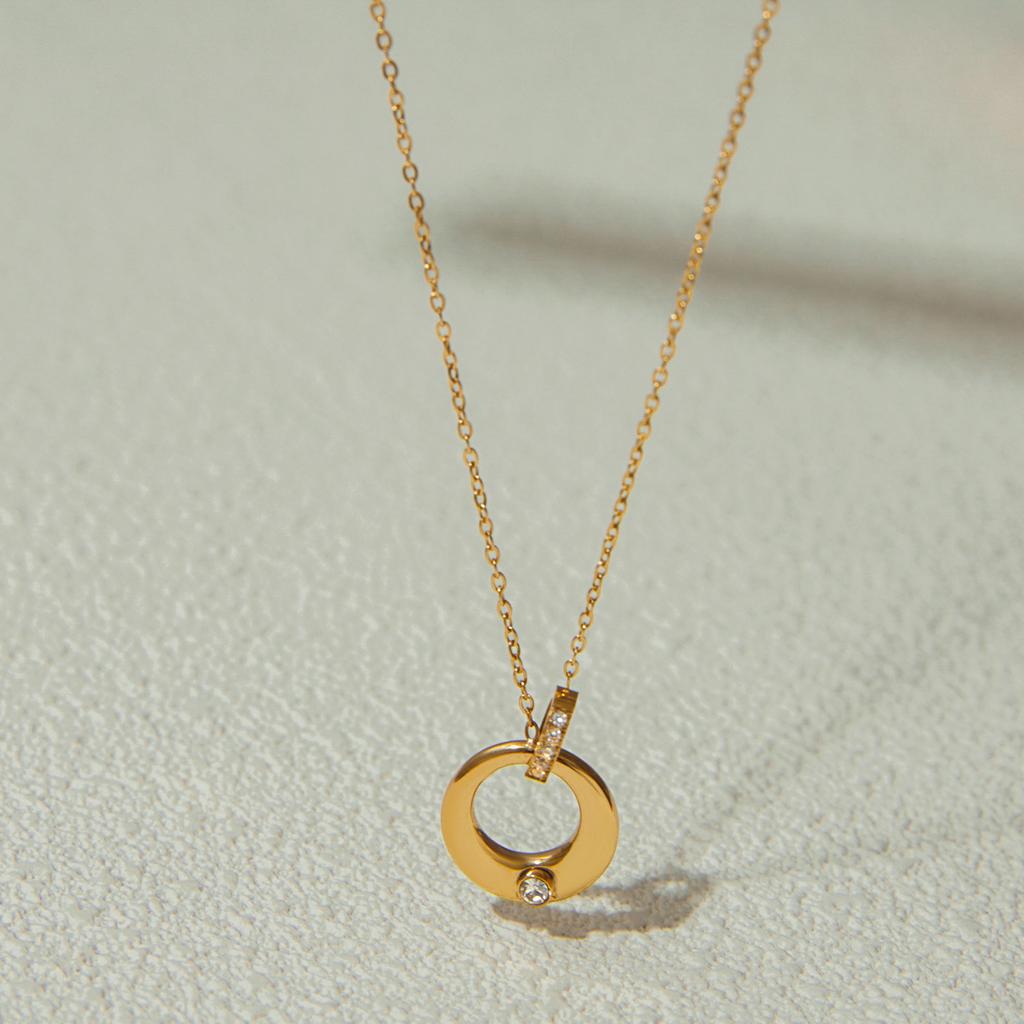 Yori Simple Versatile Stainless Steel Necklace With Interlocking Circles for Women Holiday Fashion Accessories Jewelry Waterproo