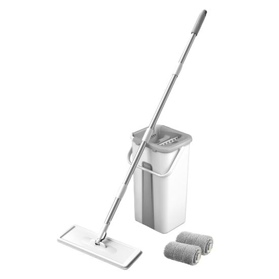 Flat Squeeze Mop Bucket Set with Long Handle 360-Degree Rotation Dry Wet Use Tile Floor Cleaning Mop with Wringer Kit