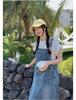 2025 Summer Casual T-Shirt and Denim Overall Skirt Set for Women